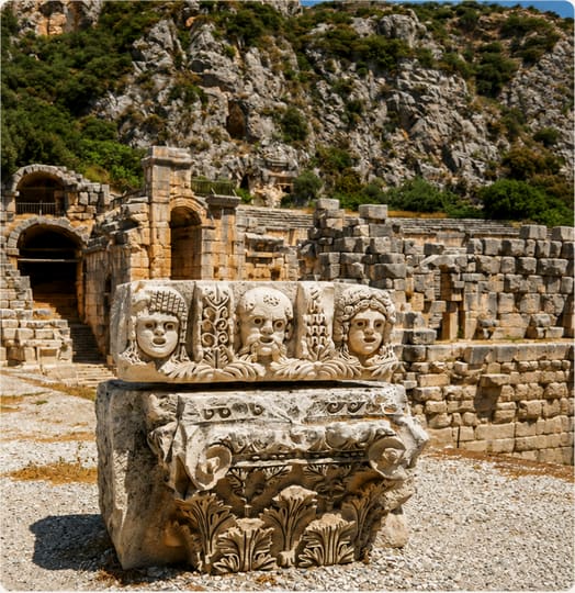 The rock tombs and theatre of ancient Myra
