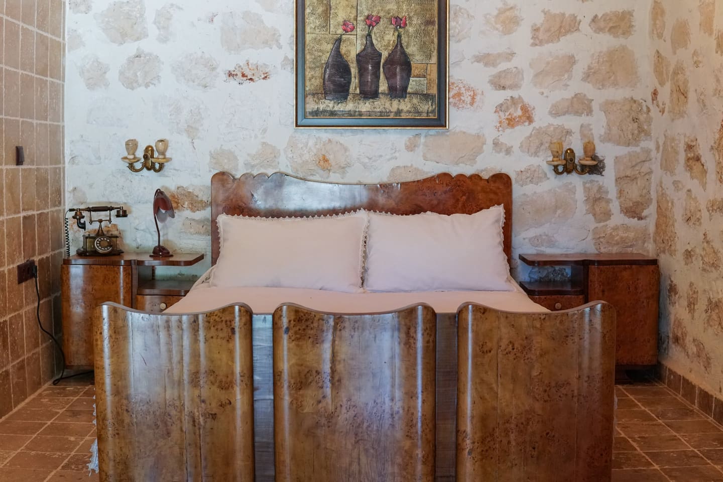 An interior detail from one of the stone rooms
